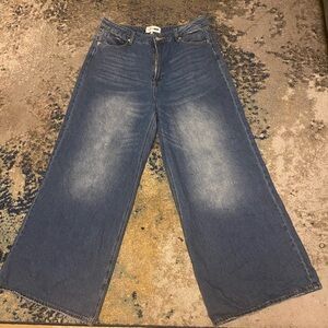 Fashion Nova Blue Flare Wide Leg Jeans